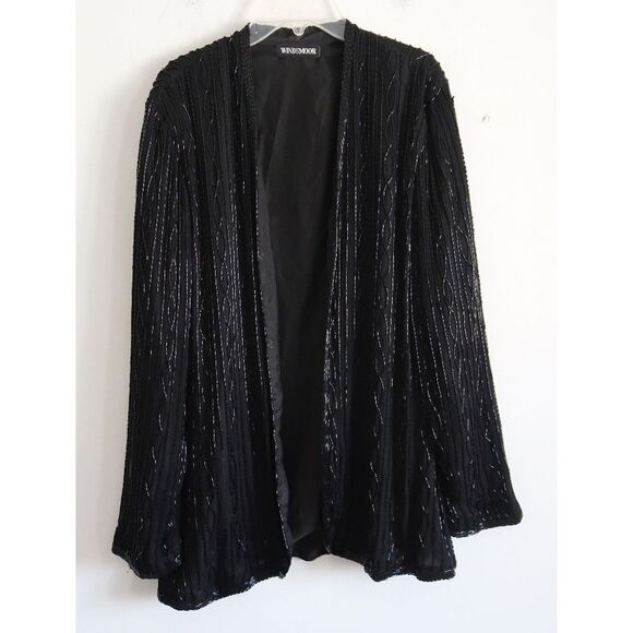 Windsmoor Black Beaded Silk Jacket - Size Small - Picture 1 of 9